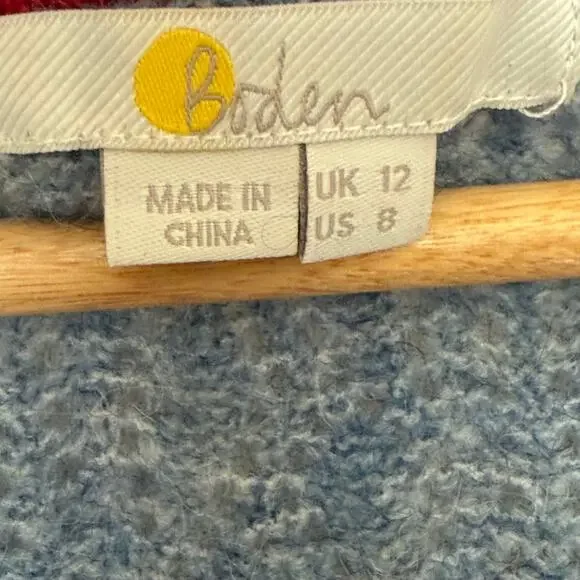 BODEN Pointelle Long Sleeve Cardigan Sweater Blue, Size 8 - Picture 7 of 14